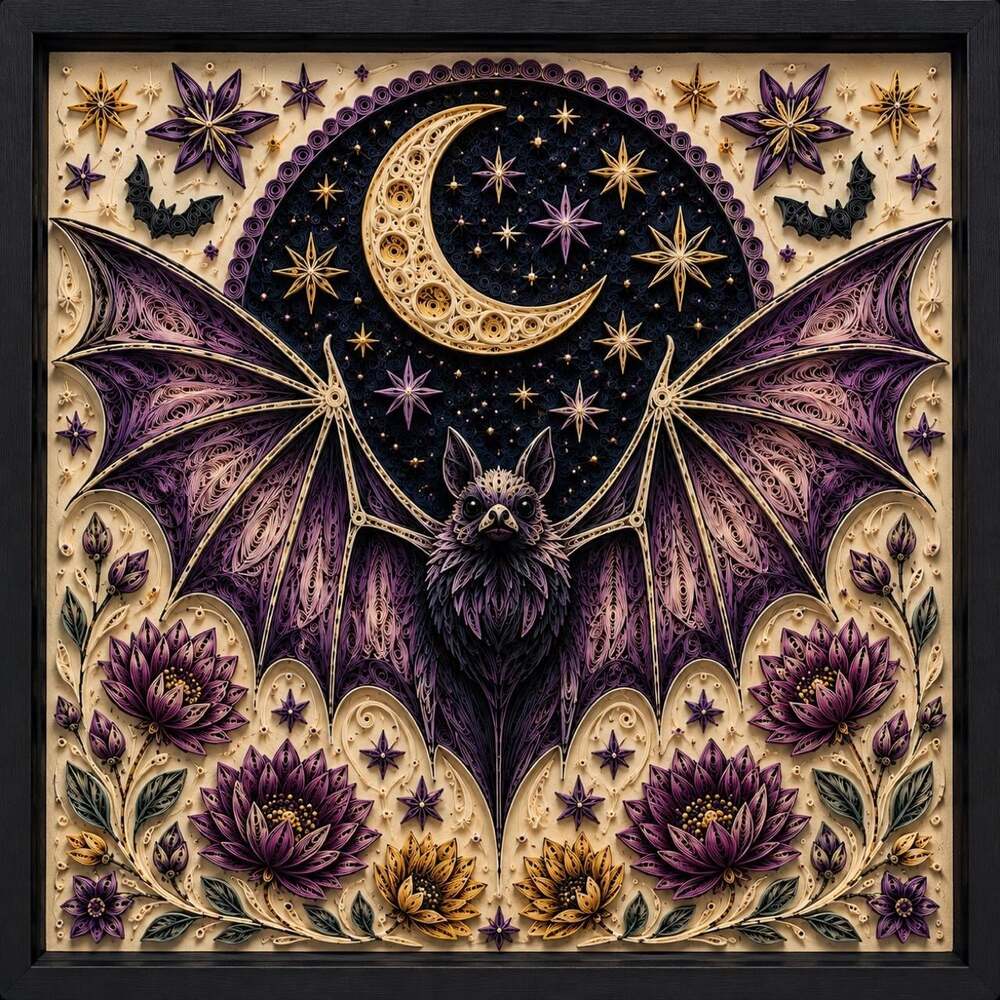 8 X 8 Black Framed Gothic Bat Ee 53